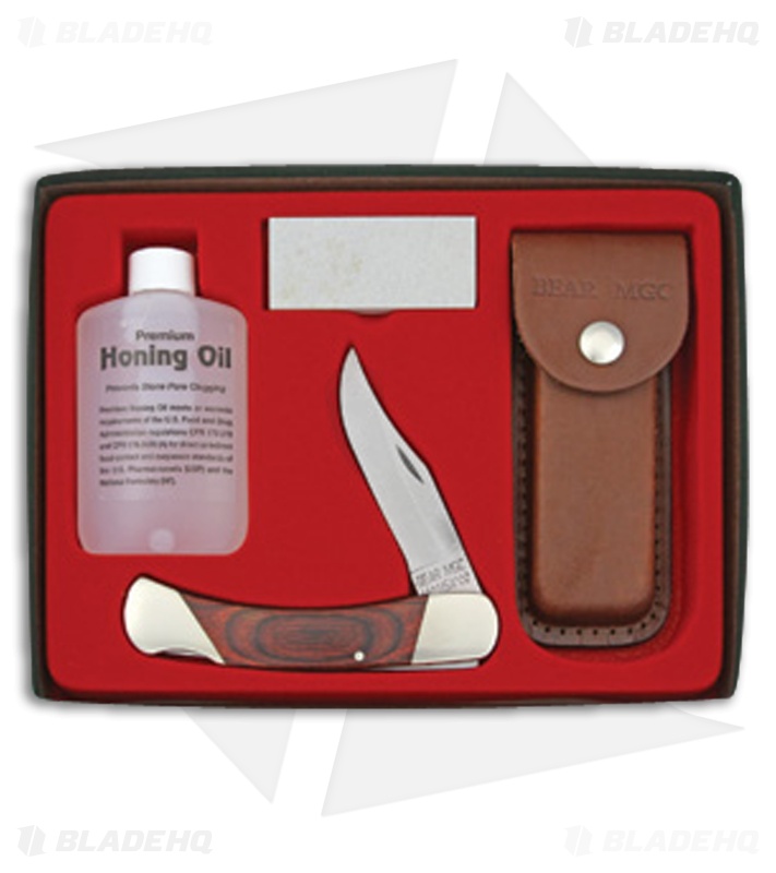 Bear & Son Professional Lockback Pocket Knife Gift Set w/ Sharpening Kit