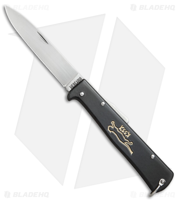 Otter Mercator Cat Lockback Folding Knife Black Stainless Steel (3.5" Satin) CS