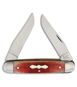 Queen Cutlery City Cigar Muskrat Traditional Pocket Knife 4" Red Sawcut Bone