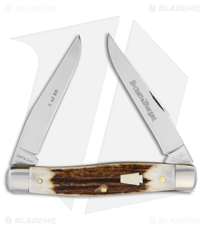 Queen Cutlery Yankee Muskrat Traditional Pocket Knife 3.875" Brown Elk Stag
