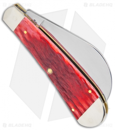 Case Hawkbill Pruner Knife 4" Peach Seed Jigged Dark Red Bone (61011 CV)
