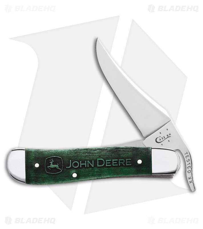 Case John Deere Russlock Liner Lock Knife 4.25" Smooth Green Bone 15753