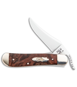 Case RussLock Knife 4.25" Brown Maple Burl Wood (71953L SS) 64068