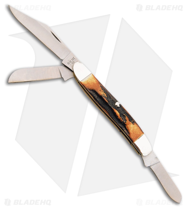 Bear & Son Large Stockman Knife Genuine India  Stag (2.875" Satin) 547