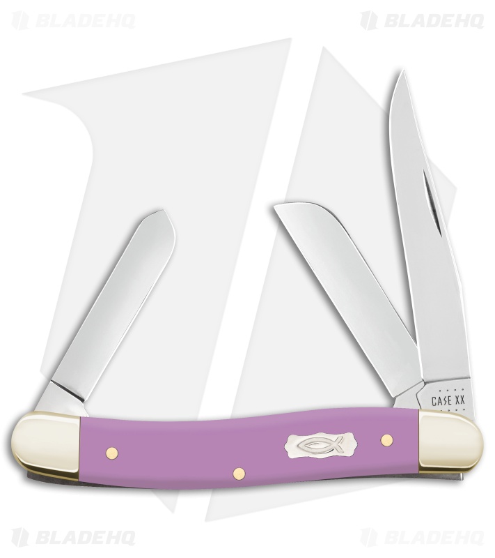 Case Medium Stockman Pocket Knife Lilac Synthetic (4318 SS) - Blade HQ
