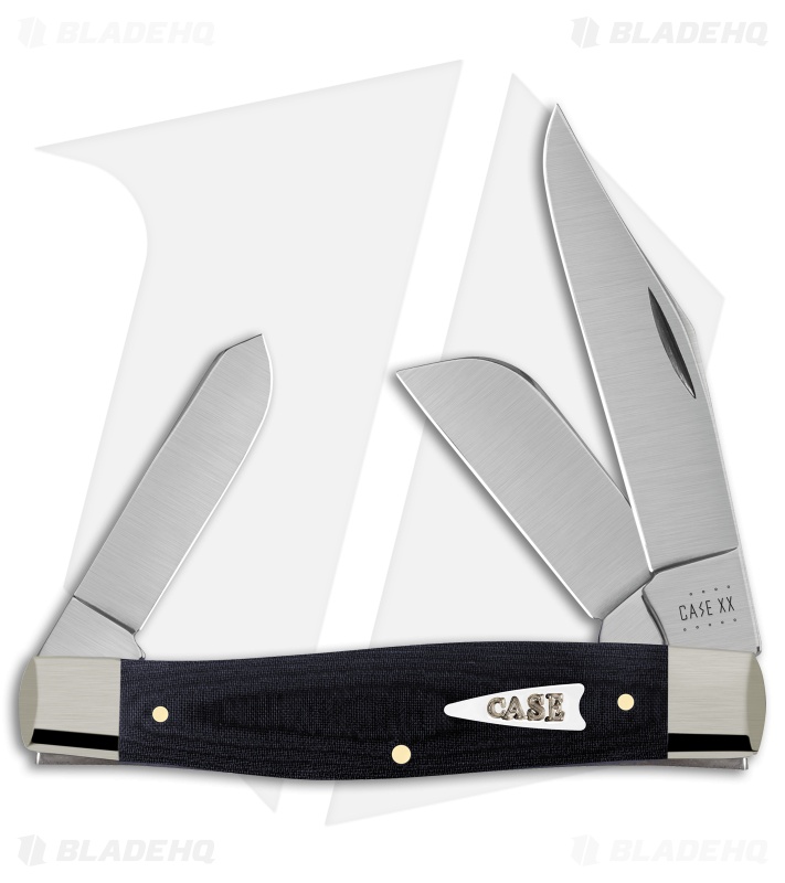 Case Knives Large Stockman Knife 4.25" Black Smooth Micarta (10375 SS) 27732