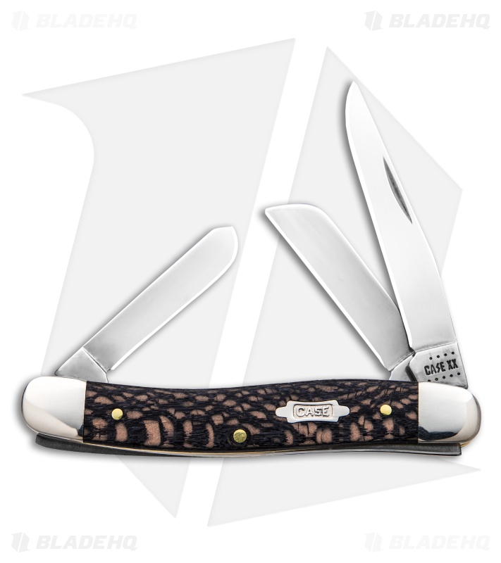 Case Medium Stockman Knife Black Sycamore Wood (3.625" Satin) 7318 SS