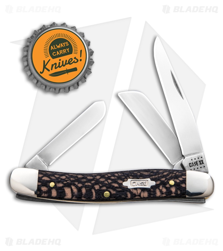 Case Medium Stockman Knife Black Sycamore Wood (3.625" Satin) 7318 SS