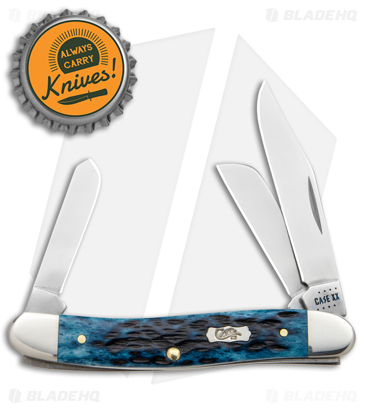 Case Medium Stockman Knife Pocket Worn Blue Bone/Peach Jig