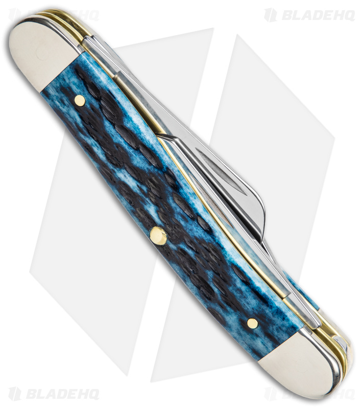 Case Medium Stockman Knife Pocket Worn Blue Bone/Peach Jig (6318 SS)