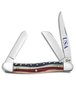 Case Medium Stockman Knife 3.625" Star Spangled Smooth Bone (6318 SS) 64136