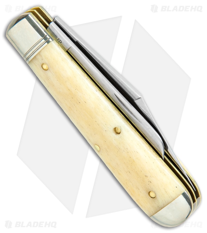 GEC 86 Oil Field Jack Pocket Knife Stabilized Smooth White Bone