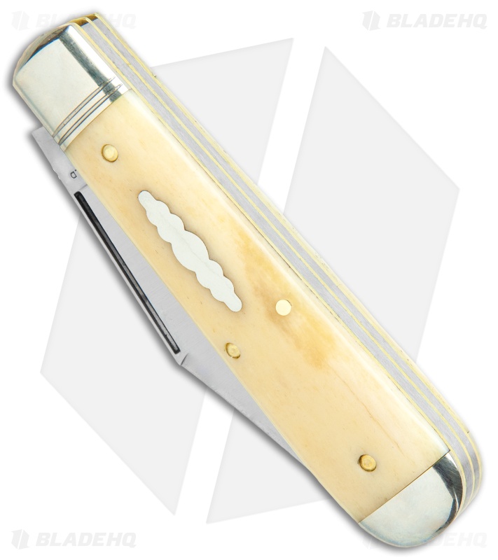 GEC 86 Oil Field Jack Pocket Knife Stabilized Smooth White Bone