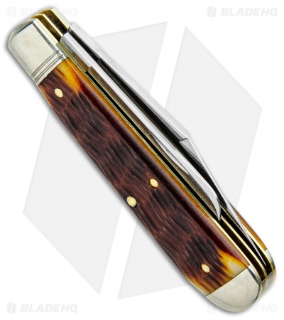 GEC #86 Northfield UN-X-LD Oil Field Jack Pocket Knife Gold Jigged Bone 861219