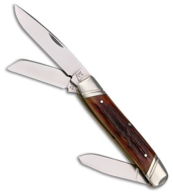 Katz Knives Stockman Drop Point Pocket Knife 3.6" Brown Jigged Bone KZSDPS