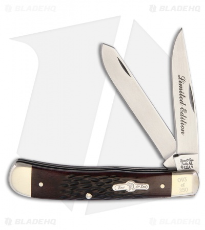 Bear & Son Hoss Trapper Traditional Pocket Knife 4.125"  Brown Jigged Bone 655