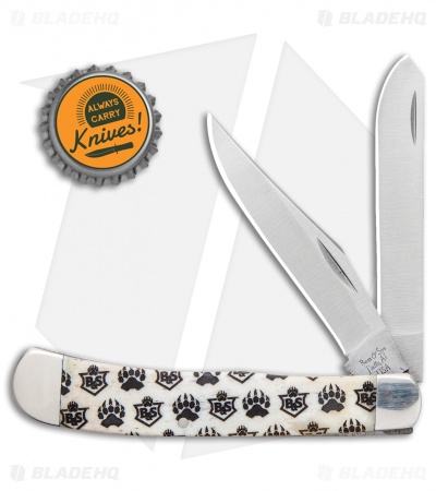 Bear & Son Trapper Knife White Bone Bear Branded (3.25" Satin) WBJB54