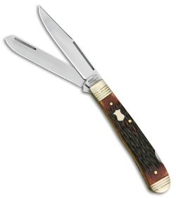 Boker Plus Double Lock Trapper Pocket Knife Jigged Bone (3.25 Satin) 01BO206