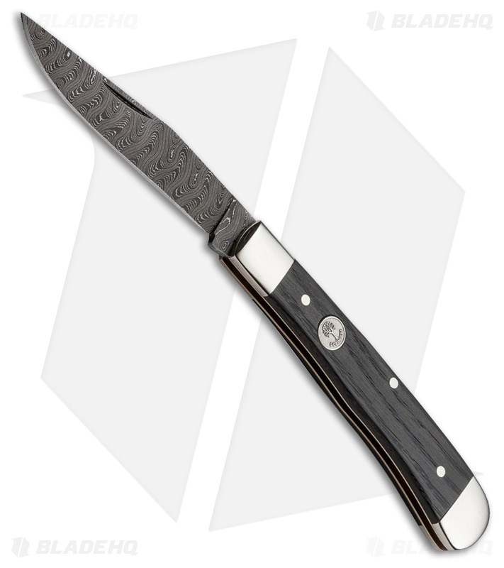 Boker Trapper Classic Damascus Pocket Knife 4.125" Bog Wood (112545DAM)