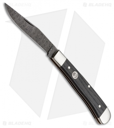 Boker Trapper Classic Damascus Pocket Knife 4.125" Bog Wood (112545DAM)