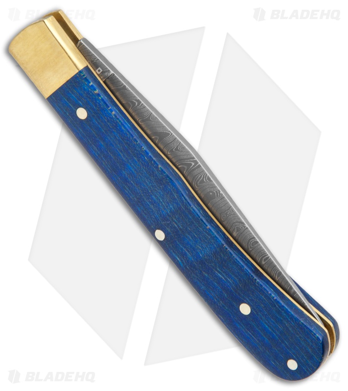 Boker Uno Trapper 2021 Annual Collector Knife Blue  Curly Maple (3"  Damascus) 
