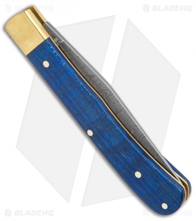 Boker Uno Trapper 2021 Annual Collector Knife Blue  Curly Maple (3"  Damascus) 