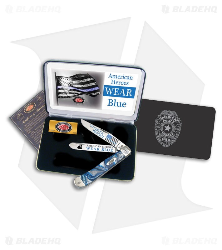 Case American Police Trapper Pocket Knife 4.125" Blue Corelon (9254 SS)