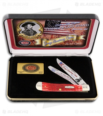 Case Custer's Last Stand Trapper 4.125" Jigged Red Bone (6254 SS) CLSRPB