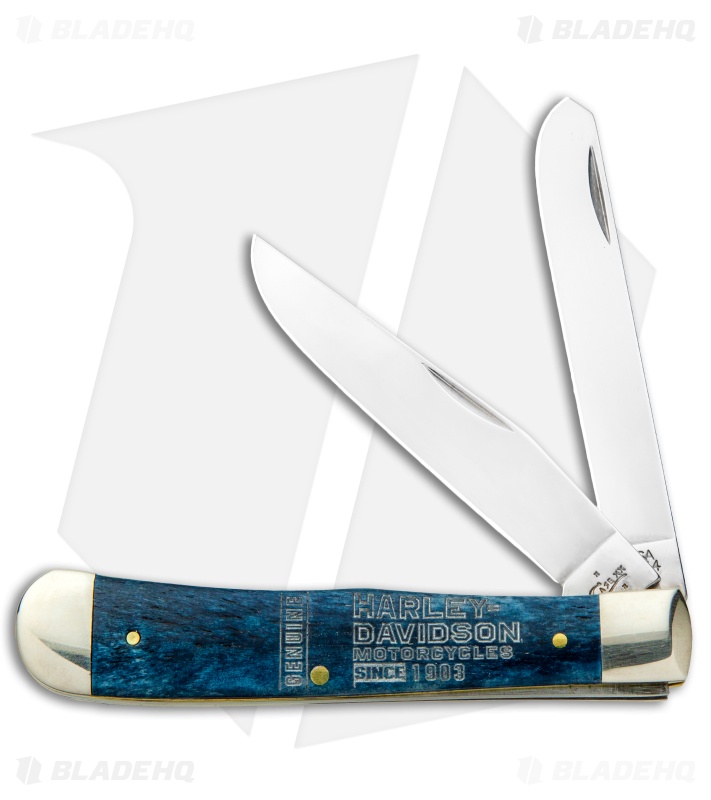 Case Harley-Davidson Trapper Knife 4.125" Mediterranean Blue Bone (6254 SS)
