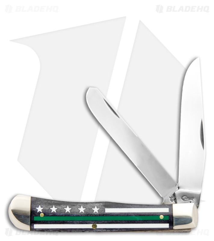 Case Knives Trapper Knife 4.125" Smooth Bone Stripes of Service Green (6254 SS)