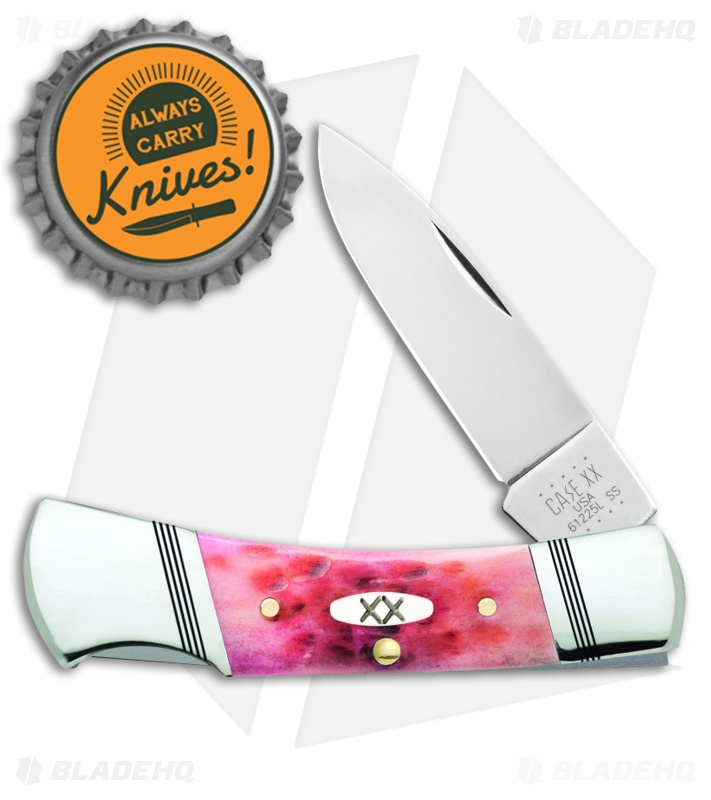 Case Lockback Knife 3" Jigged Raspberry Bone (61225L SS) 27724
