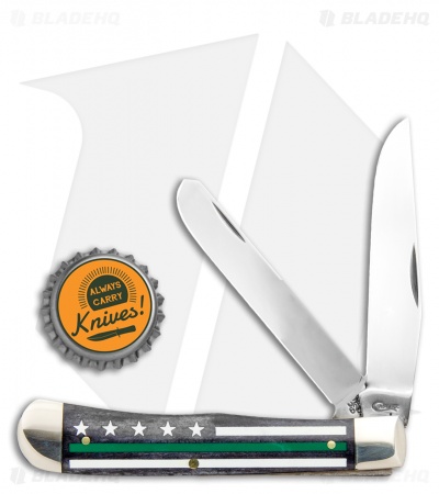 Case Mini Trapper Pocket Knife 3.5" Smooth Stripes of Service Green (6207 SS)