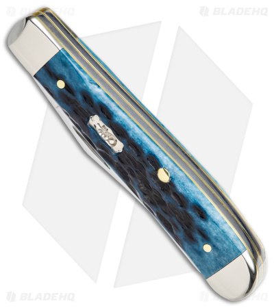 Case Mini Trapper Knife 3.5" Pocket Worn Blue Bone/Peach Seed Jig (6207 SS)