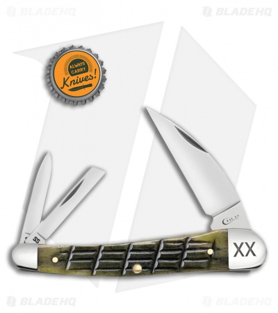 Case Seahorse Whittler Pocket Knife 4" Olive Green Bone (6355WH SS)