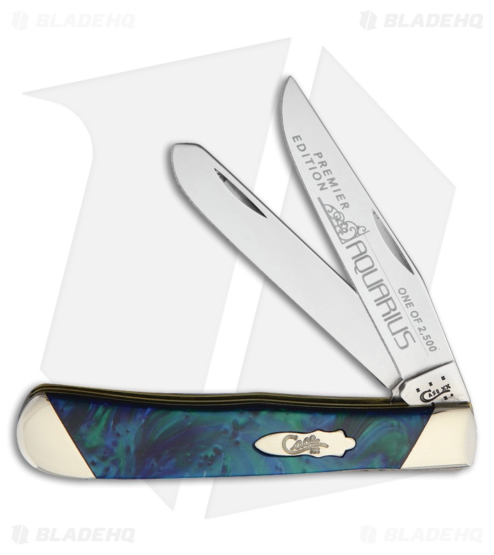 Case Slanted Bolster Trapper Knife 4.125" Aquarius Corelon S9254AQ