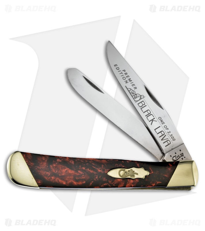 Case Slanted Bolster Trapper Knife 4.125" Black Lava Corelon (9254 SS) S9254BKL