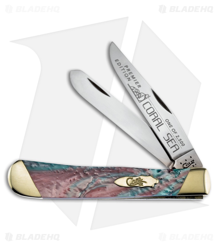 Case Slanted Bolster Trapper Knife 4.125" Coral Sea Corelon (9254 SS) S9254CS