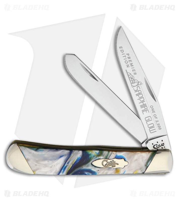 Case Slanted Bolster Trapper Knife 4.125" Sapphire Glow Corelon  (9254 SS) 