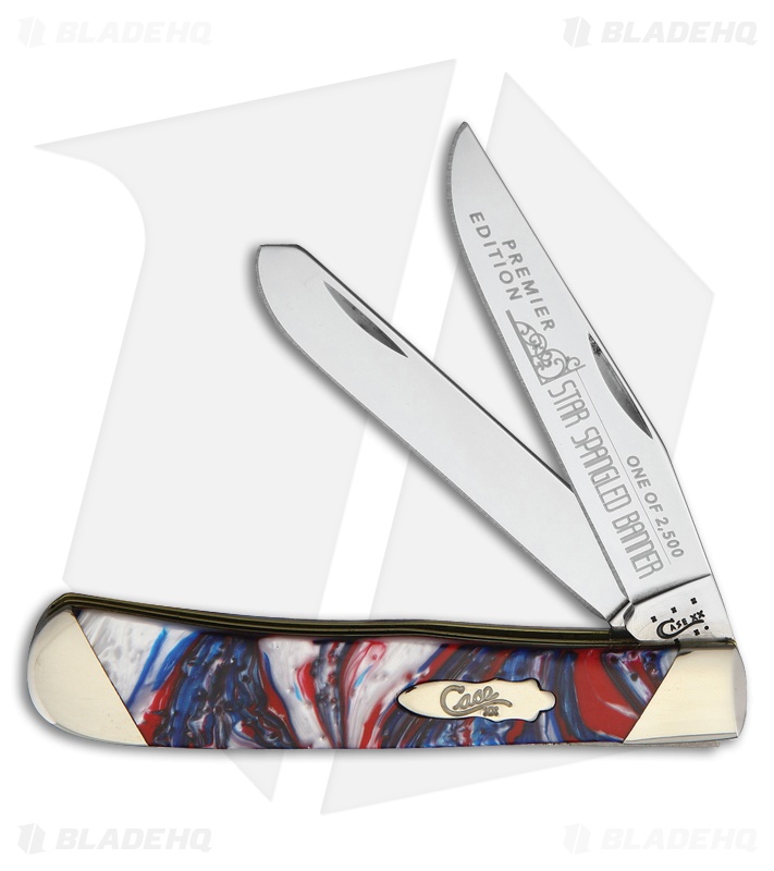 Case Slanted Bolster Trapper Knife 4.125" Star Spangle Banner Corelon (9254 SS)