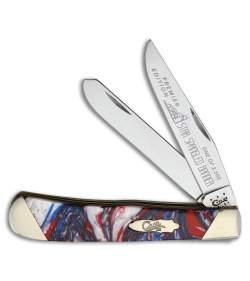 Case Slanted Bolster Trapper Knife 4.125" Star Spangle Banner Corelon (9254 SS) 