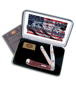 Case Star Spangled Banner Trapper Knife 4.125" Red Jigged Bone (6254SS)