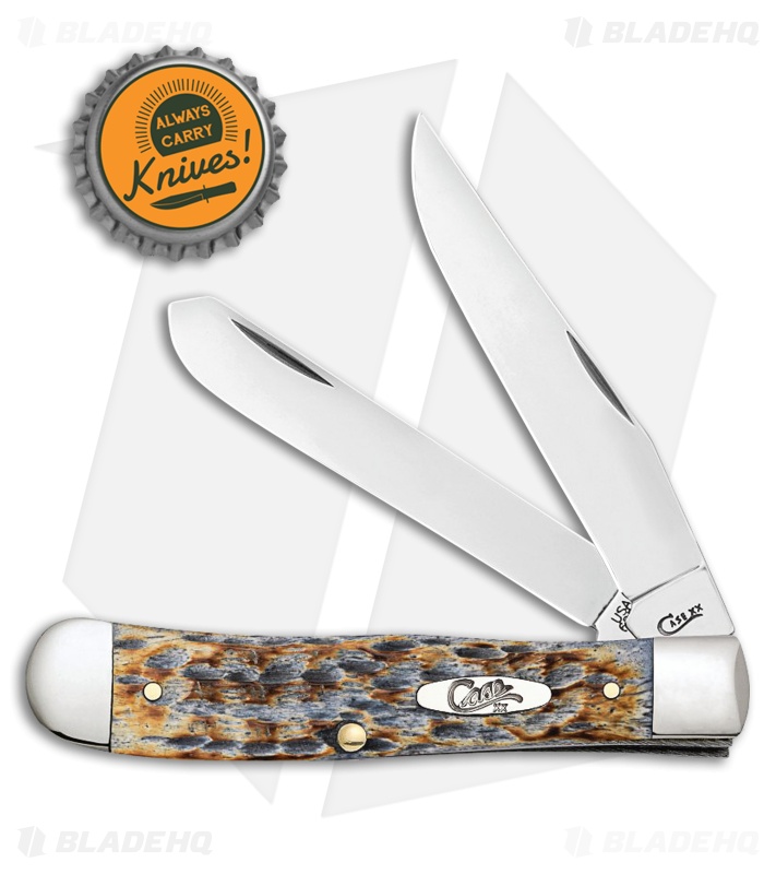 Case Trapper Knife 4.25" Burnt Gray Peach Seed Bone Jig (6254 SS) 27770