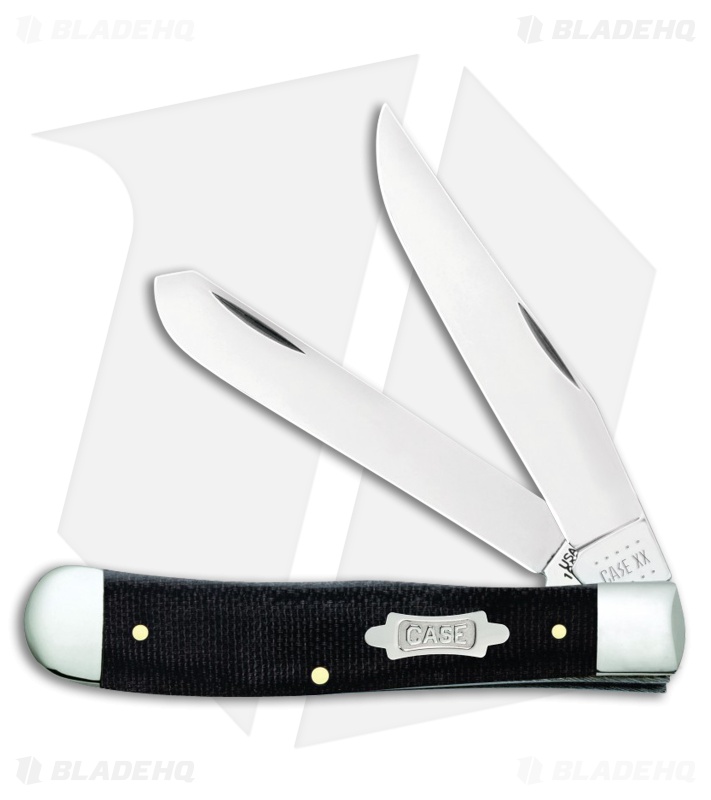 Case Trapper Knife 3.5" Double Black Canvas Laminate (10254 SS) 23142