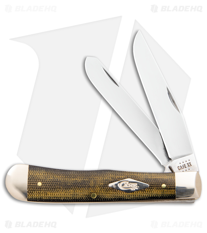 Case Trapper Knife 4.1" Smooth Black/Green/Natural Canvas Micarta (10254 SS)
