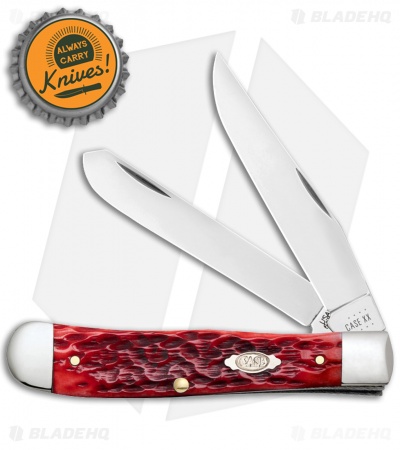 Case Trapper Knife 4.25" Peach Seed Jigged Dark Red Bone (6254 CV) 31950
