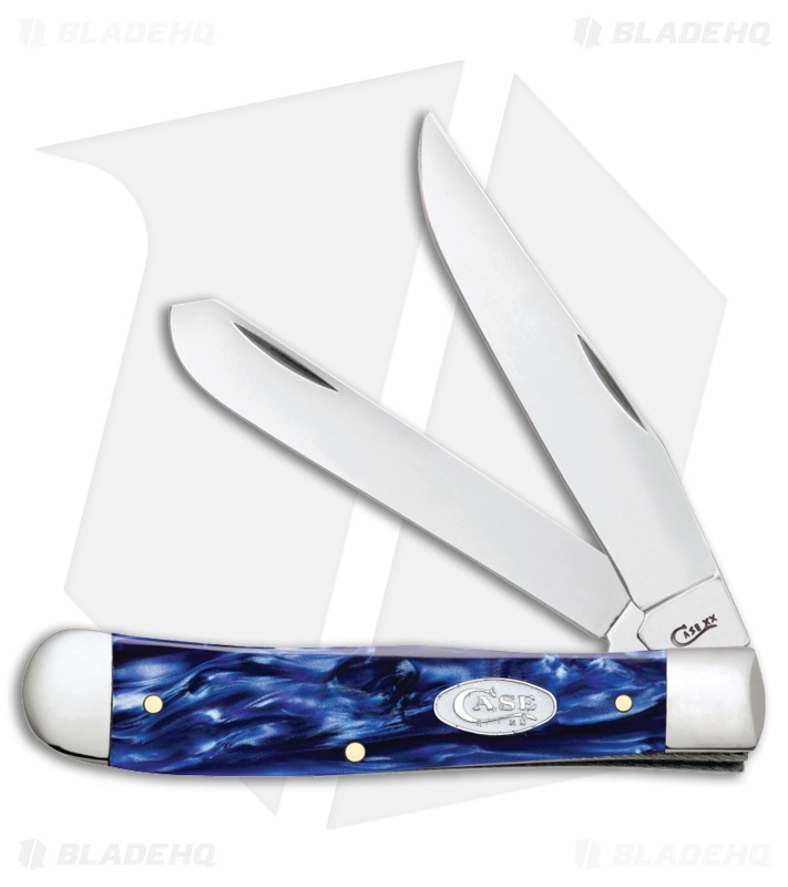 Case Trapper Pocket Knife 4.125" Smooth Sparxx Blue Pearl Kirinite (10254 SS)