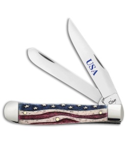 Case Trapper Pocket Knife 4.125" Star Spangled Smooth Bone (6254 SS) 64132