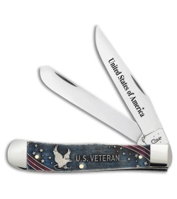 Case US Veterans Trapper Knife 4.125" Red, White, Blue Bone (6254 SS) 16300