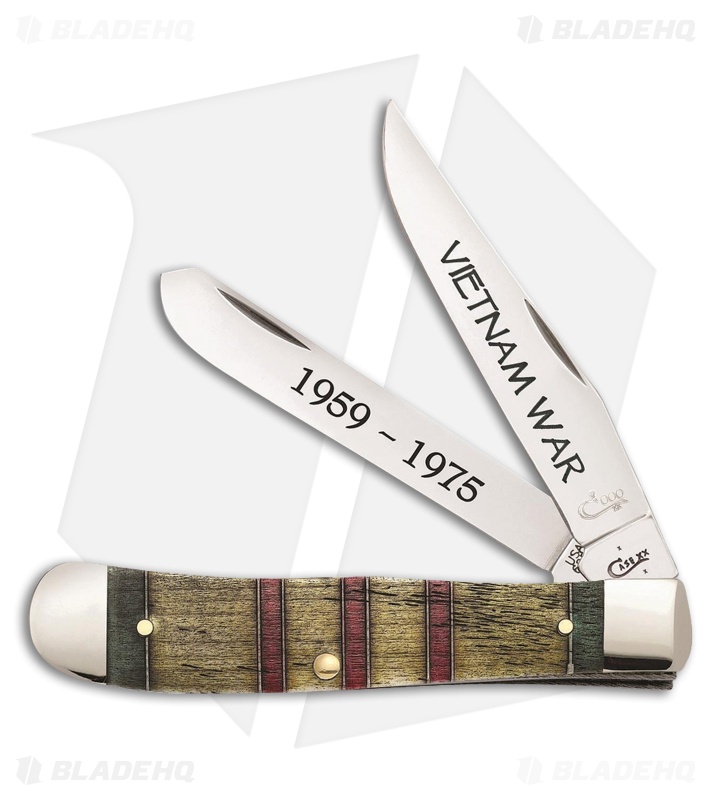 Case Vietnam War Trapper Traditional Knife Yellow/Green/Red Bone (6254 SS) 22040