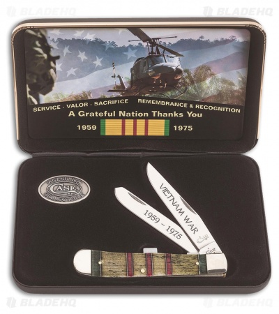 Case Vietnam War Trapper Traditional Knife Yellow/Green/Red Bone (6254 SS) 22040
